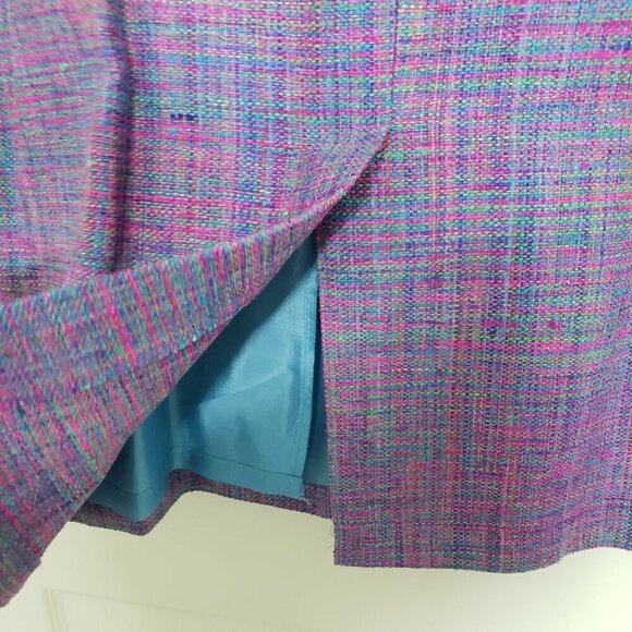 Vintage Vinci Clothiers Silk Set Womens Size 14 Jacket Midi Skirt Purple Career - Picture 15 of 16